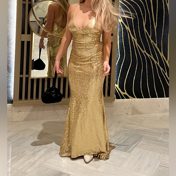 Gold Prom Pageant Dress - Picture 3 of 3